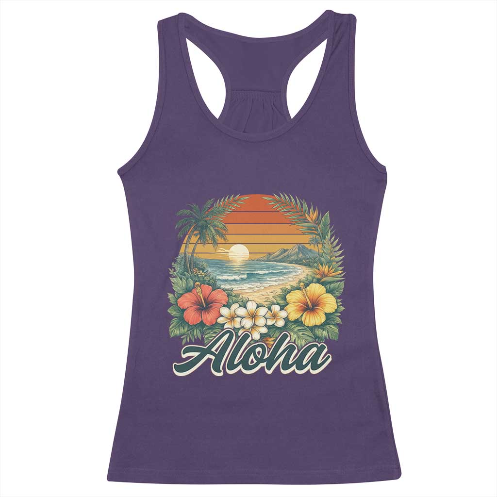 Aloha Hawaii Summer Racerback Tank Top Vintage Tropical Beach Graphic TS14 Purple Print Your Wear
