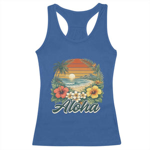 Aloha Hawaii Summer Racerback Tank Top Vintage Tropical Beach Graphic TS14 Royal Blue Print Your Wear