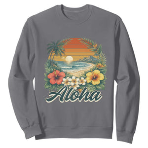 Aloha Hawaii Summer Sweatshirt Vintage Tropical Beach Graphic TS14 Charcoal Print Your Wear