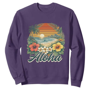 Aloha Hawaii Summer Sweatshirt Vintage Tropical Beach Graphic TS14 Purple Print Your Wear