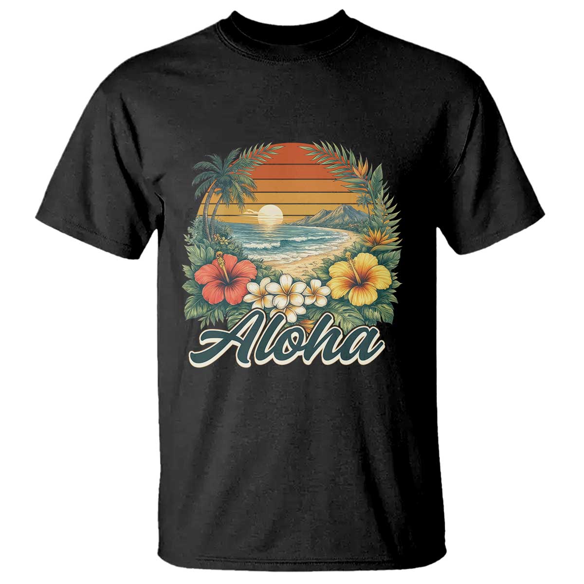 Aloha Hawaii Summer T Shirt Vintage Tropical Beach Graphic TS14 Black Print Your Wear