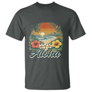 Aloha Hawaii Summer T Shirt Vintage Tropical Beach Graphic TS14 Dark Heather Print Your Wear