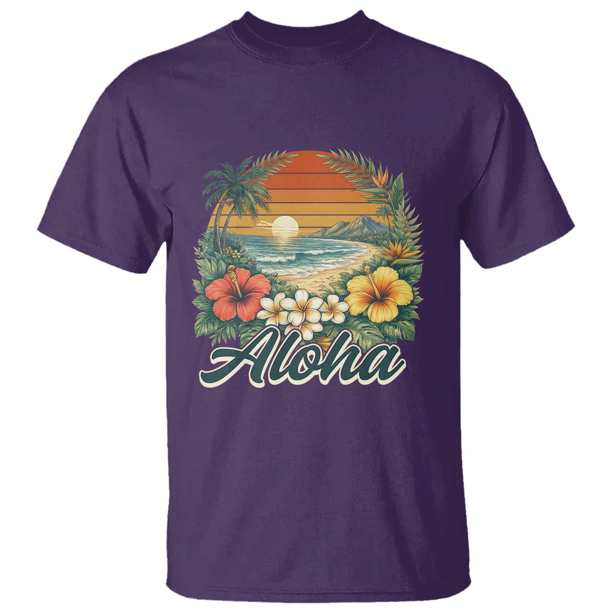 Aloha Hawaii Summer T Shirt Vintage Tropical Beach Graphic TS14 Purple Print Your Wear