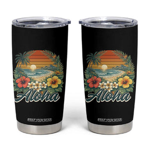 Aloha Hawaii Summer Tumbler Cup Vintage Tropical Beach Graphic TS14 Black Print Your Wear