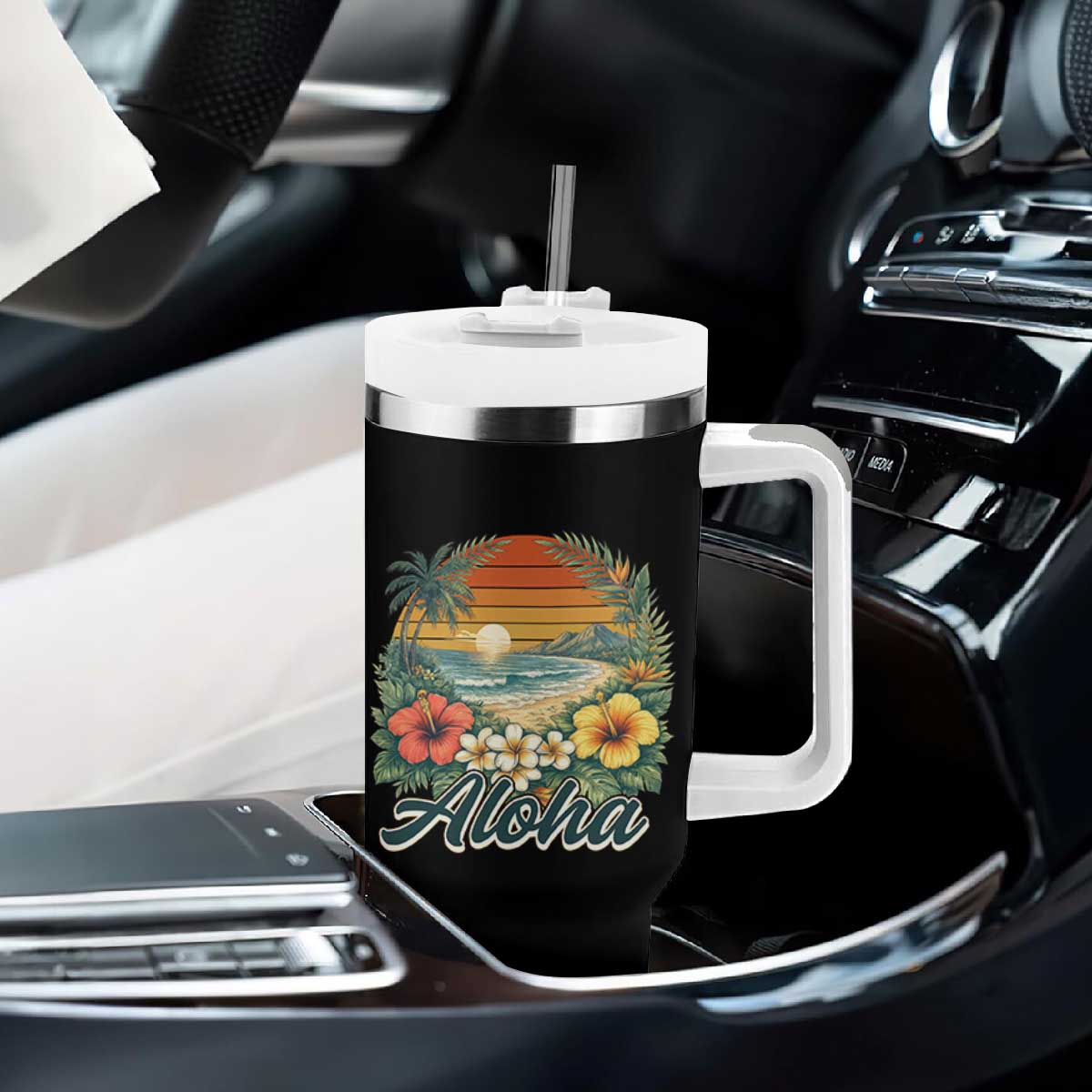 Aloha Hawaii Summer Tumbler With Handle Vintage Tropical Beach Graphic TS14 Print Your Wear
