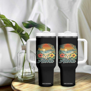 Aloha Hawaii Summer Tumbler With Handle Vintage Tropical Beach Graphic TS14 Print Your Wear