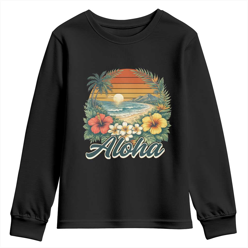 Aloha Hawaii Summer Youth Sweatshirt Vintage Tropical Beach Graphic TS14 Black Print Your Wear