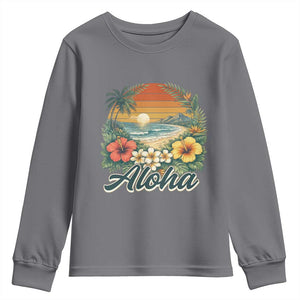 Aloha Hawaii Summer Youth Sweatshirt Vintage Tropical Beach Graphic TS14 Charcoal Print Your Wear