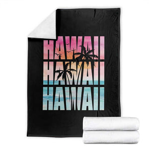 Hawaii Summer Vacation Throw Blanket Vintage Tropical Beach Graphic TS14 Black Print Your Wear