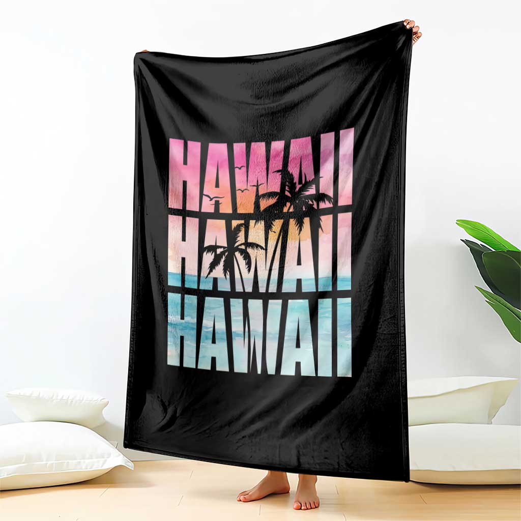 Hawaii Summer Vacation Throw Blanket Vintage Tropical Beach Graphic TS14 Print Your Wear