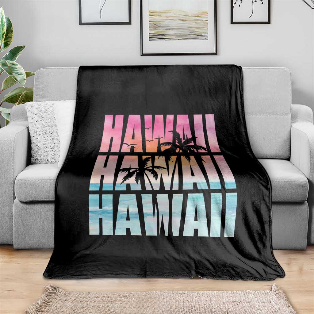 Hawaii Summer Vacation Throw Blanket Vintage Tropical Beach Graphic TS14 Print Your Wear