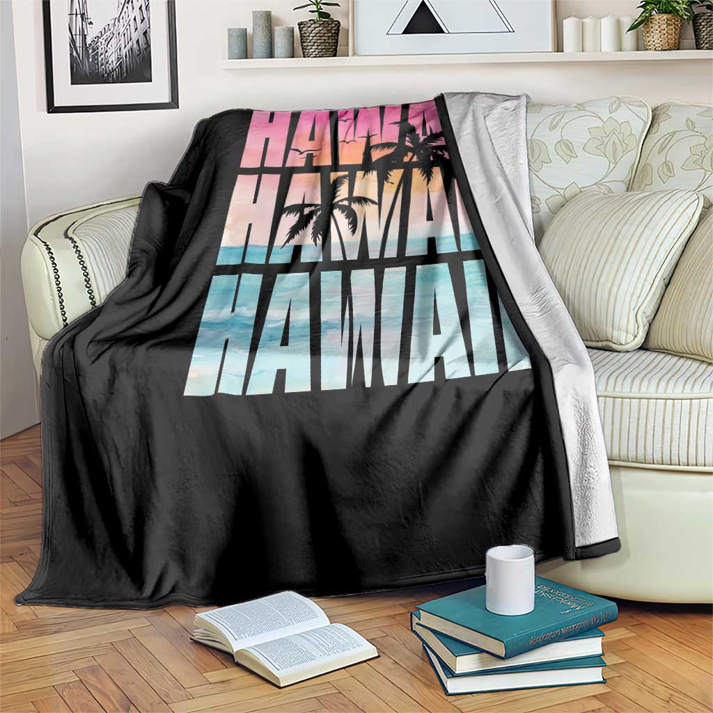 Hawaii Summer Vacation Throw Blanket Vintage Tropical Beach Graphic TS14 Print Your Wear