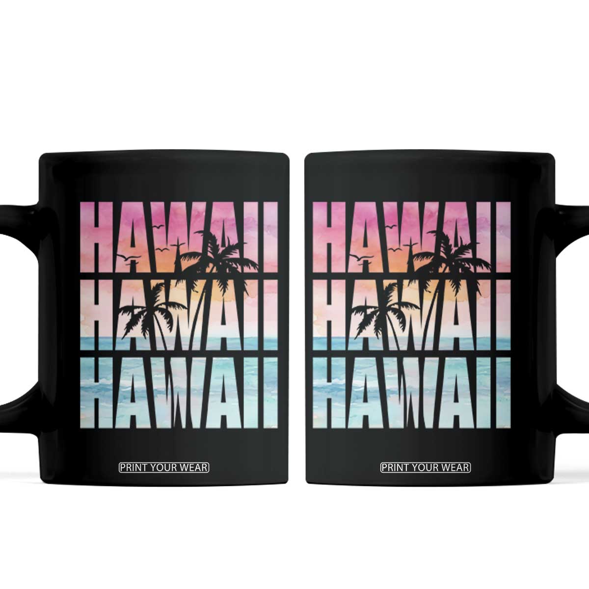 Hawaii Summer Vacation Coffee Mug Vintage Tropical Beach Graphic TS14 Black Print Your Wear
