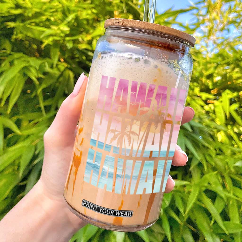 Hawaii Summer Vacation Glass Can Vintage Tropical Beach Graphic TS14 Black Print Your Wear