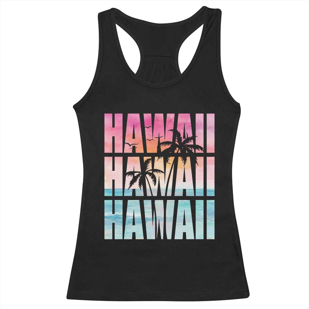 Hawaii Summer Vacation Racerback Tank Top Vintage Tropical Beach Graphic TS14 Black Print Your Wear