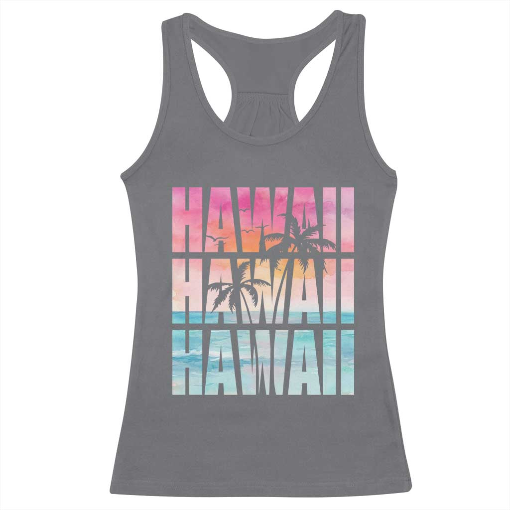 Hawaii Summer Vacation Racerback Tank Top Vintage Tropical Beach Graphic TS14 Charcoal Print Your Wear