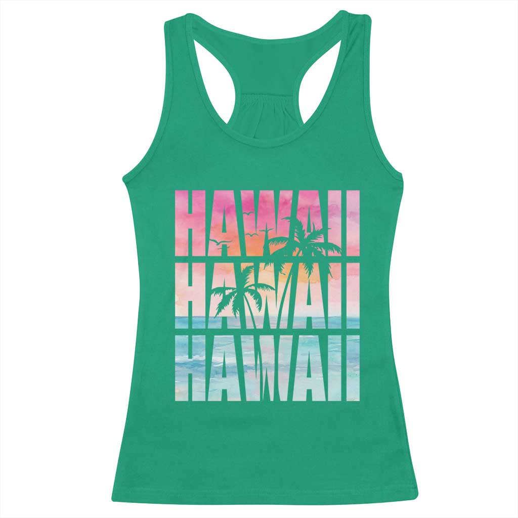 Hawaii Summer Vacation Racerback Tank Top Vintage Tropical Beach Graphic TS14 Irish Green Print Your Wear