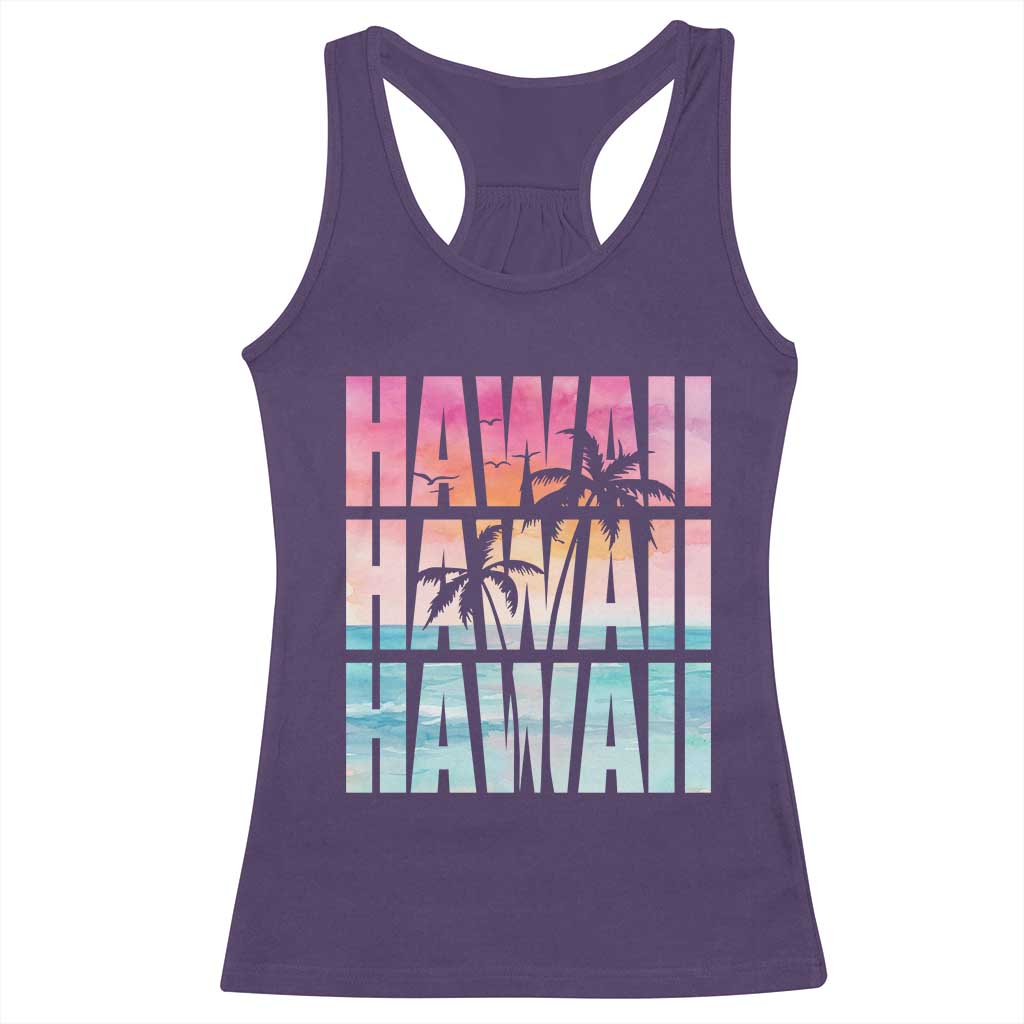 Hawaii Summer Vacation Racerback Tank Top Vintage Tropical Beach Graphic TS14 Purple Print Your Wear