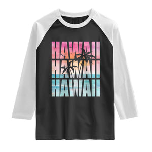 Hawaii Summer Vacation Raglan Shirt Vintage Tropical Beach Graphic TS14 Black White Print Your Wear