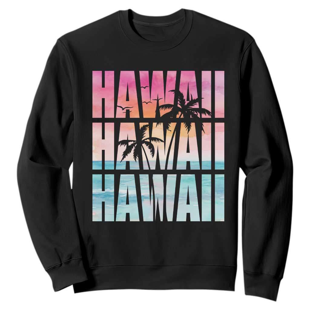 Hawaii Summer Vacation Sweatshirt Vintage Tropical Beach Graphic TS14 Black Print Your Wear
