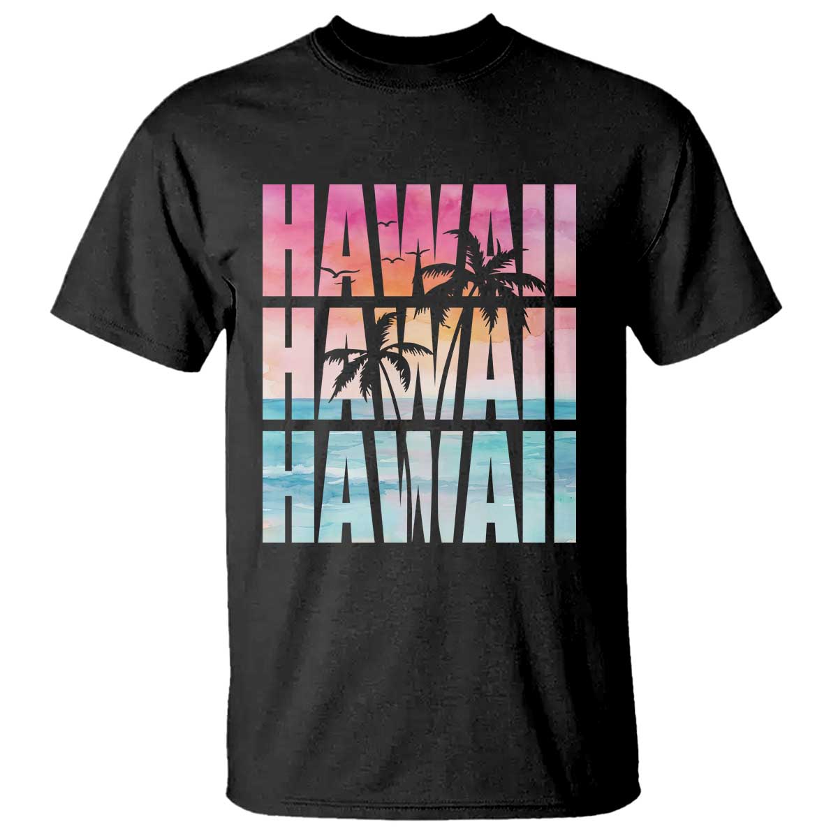 Hawaii Summer Vacation T Shirt Vintage Tropical Beach Graphic TS14 Black Print Your Wear
