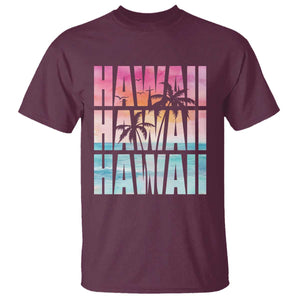 Hawaii Summer Vacation T Shirt Vintage Tropical Beach Graphic TS14 Maroon Print Your Wear