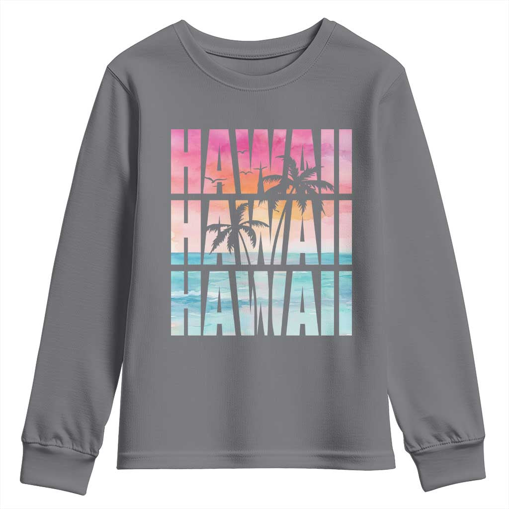 Hawaii Summer Vacation Youth Sweatshirt Vintage Tropical Beach Graphic TS14 Charcoal Print Your Wear