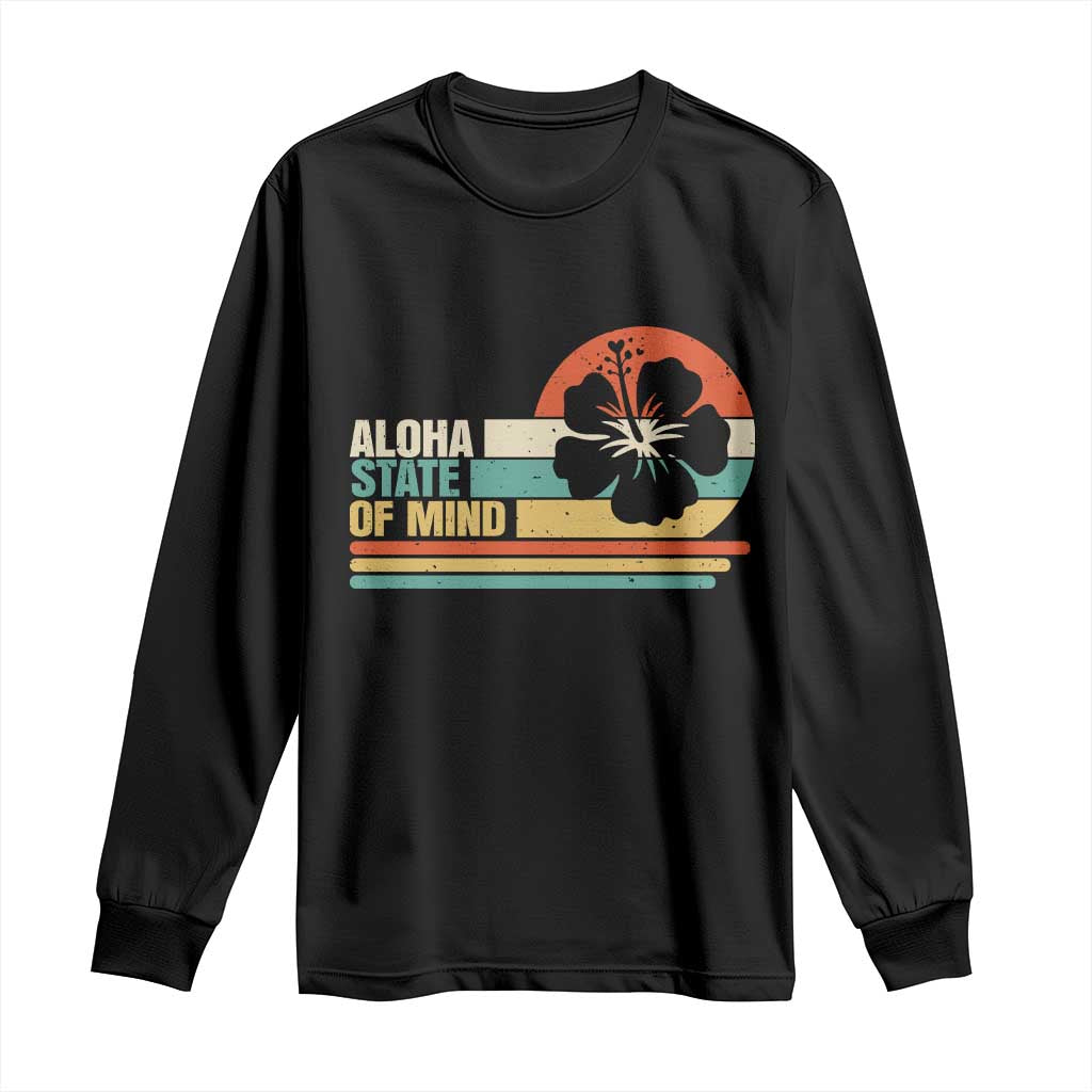 Aloha State Of Mind Long Sleeve Shirt Tropical Hibiscus Floral TS14 Black Print Your Wear