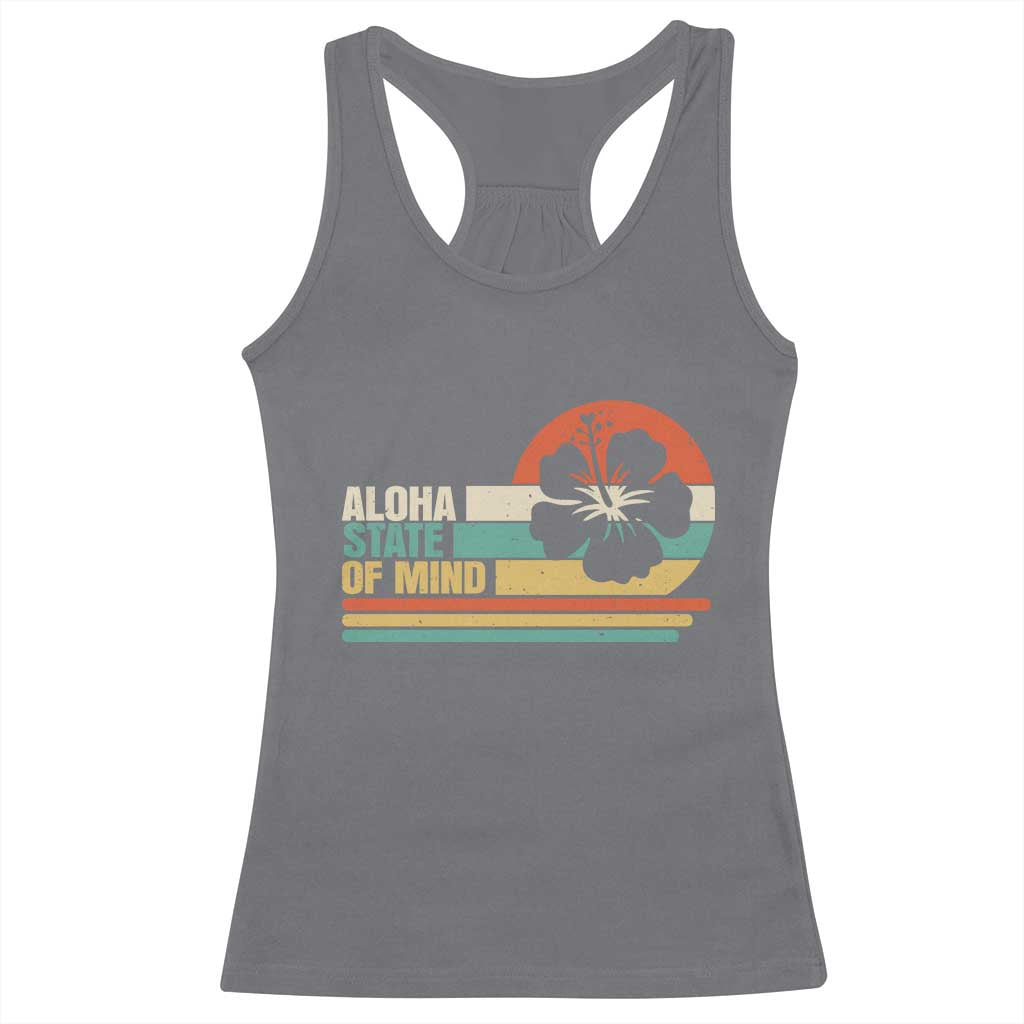 Aloha State Of Mind Racerback Tank Top Tropical Hibiscus Floral TS14 Charcoal Print Your Wear