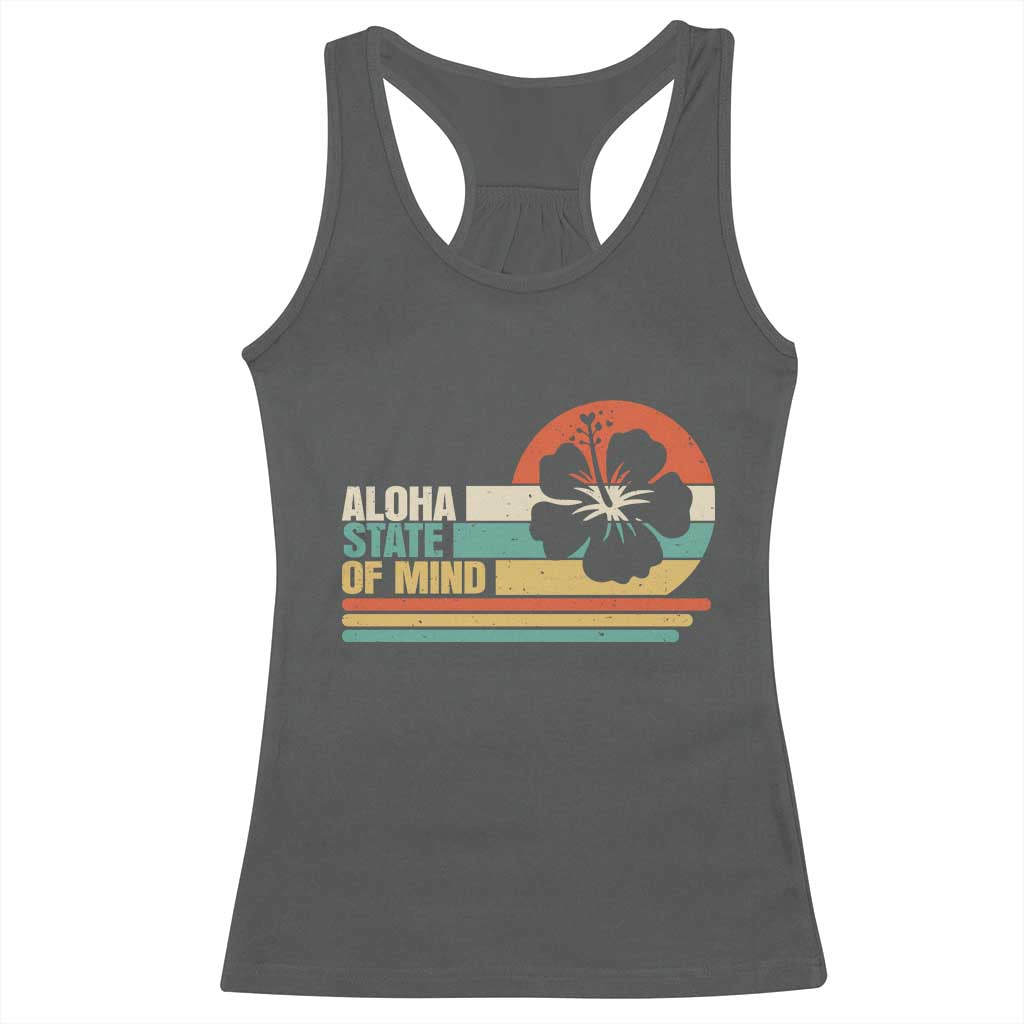 Aloha State Of Mind Racerback Tank Top Tropical Hibiscus Floral TS14 Dark Heather Print Your Wear