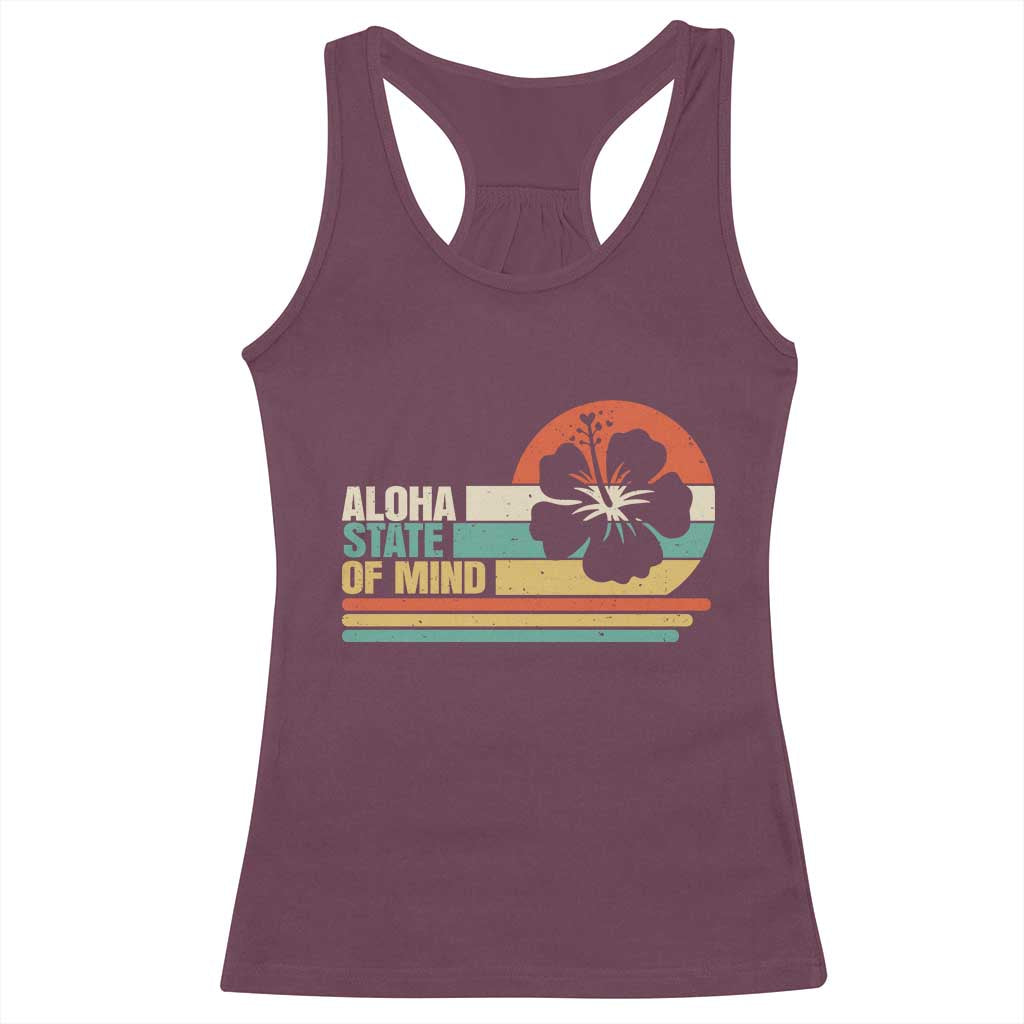 Aloha State Of Mind Racerback Tank Top Tropical Hibiscus Floral TS14 Maroon Print Your Wear