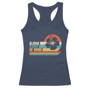 Aloha State Of Mind Racerback Tank Top Tropical Hibiscus Floral TS14 Navy Print Your Wear