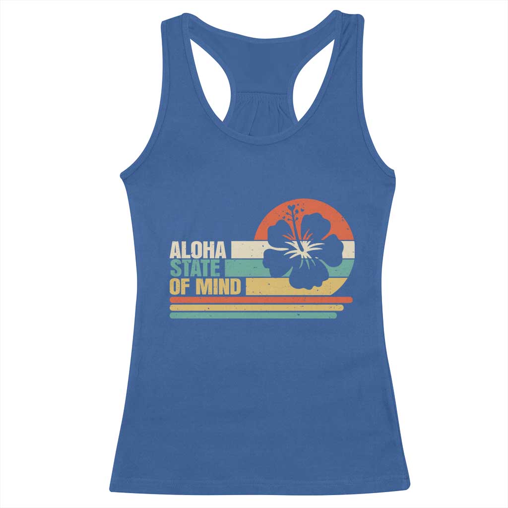 Aloha State Of Mind Racerback Tank Top Tropical Hibiscus Floral TS14 Royal Blue Print Your Wear