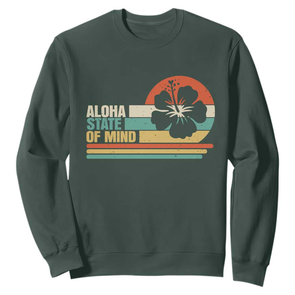 Aloha State Of Mind Sweatshirt Tropical Hibiscus Floral TS14 Dark Forest Green Print Your Wear
