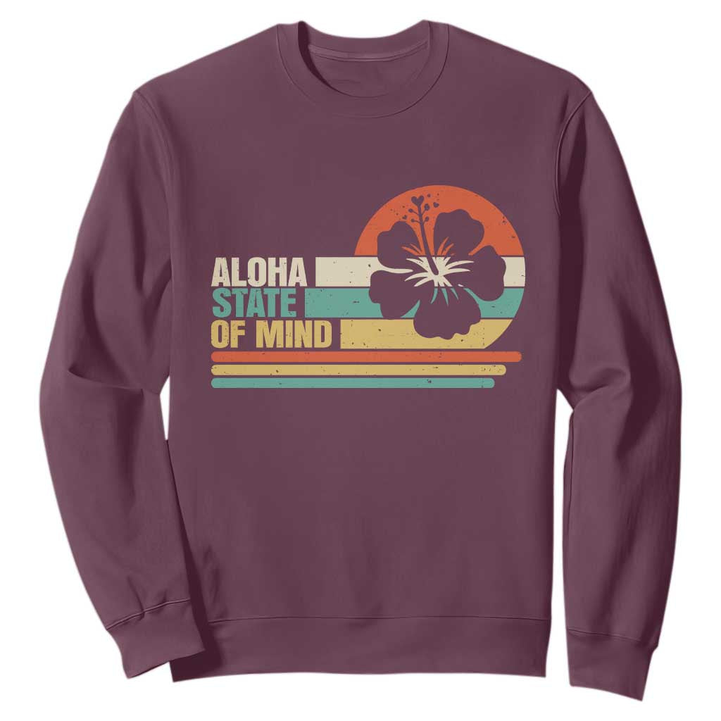 Aloha State Of Mind Sweatshirt Tropical Hibiscus Floral TS14 Maroon Print Your Wear