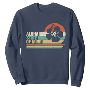 Aloha State Of Mind Sweatshirt Tropical Hibiscus Floral TS14 Navy Print Your Wear