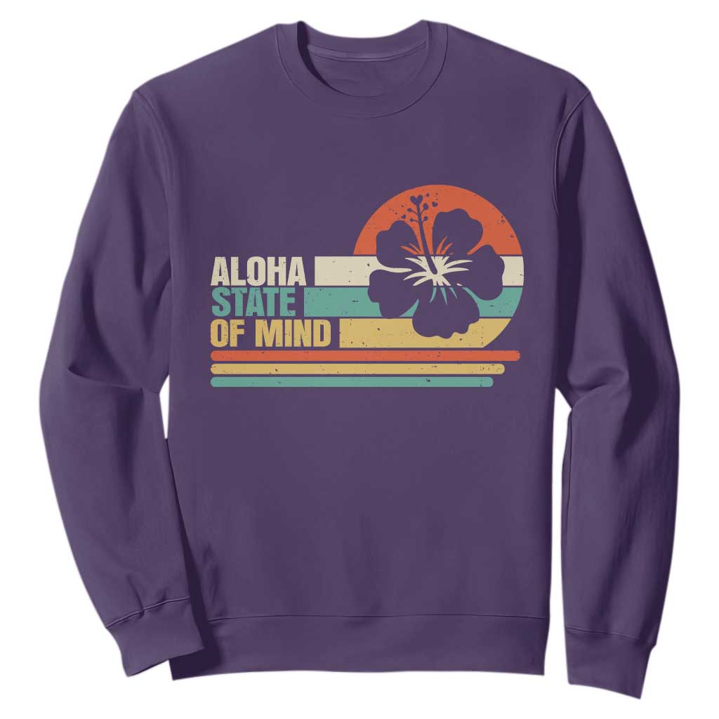 Aloha State Of Mind Sweatshirt Tropical Hibiscus Floral TS14 Purple Print Your Wear
