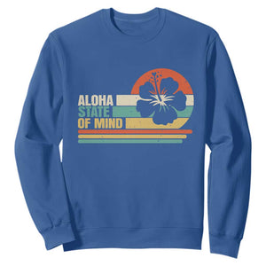 Aloha State Of Mind Sweatshirt Tropical Hibiscus Floral TS14 Royal Blue Print Your Wear