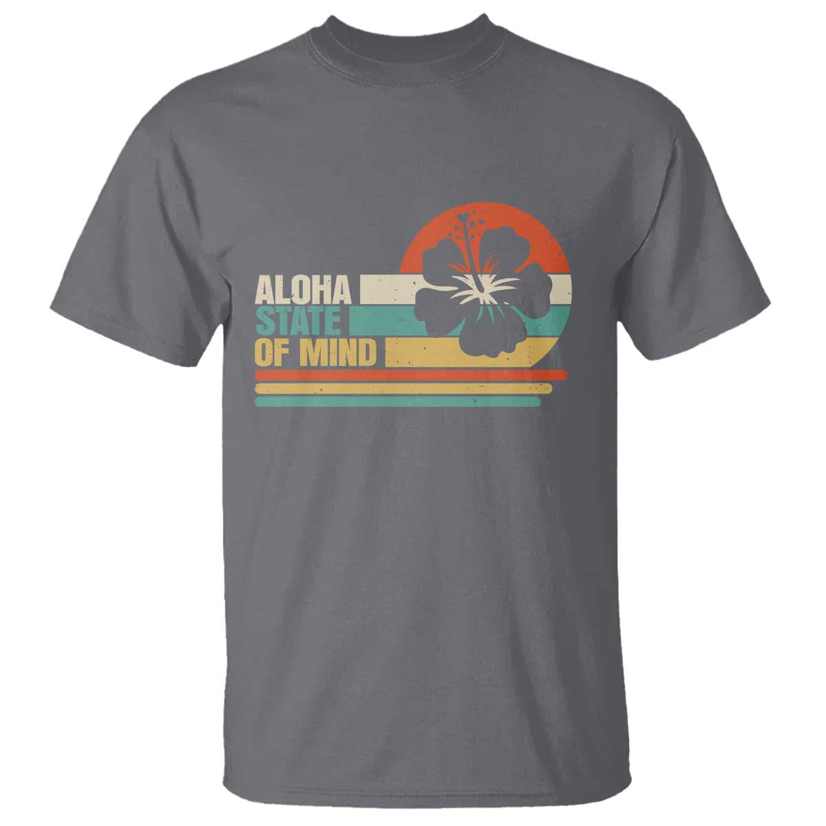 Aloha State Of Mind T Shirt Tropical Hibiscus Floral TS14 Charcoal Print Your Wear