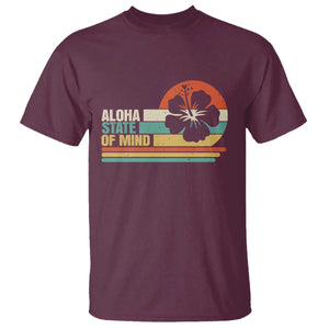 Aloha State Of Mind T Shirt Tropical Hibiscus Floral TS14 Maroon Print Your Wear