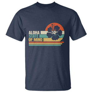 Aloha State Of Mind T Shirt Tropical Hibiscus Floral TS14 Navy Print Your Wear