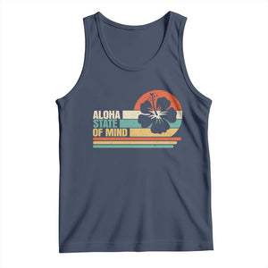 Aloha State Of Mind Tank Top Tropical Hibiscus Floral TS14 Navy Print Your Wear