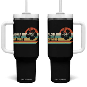 Aloha State Of Mind Tumbler With Handle Tropical Hibiscus Floral TS14 One Size: 40 oz Black Print Your Wear