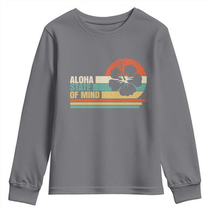 Aloha State Of Mind Youth Sweatshirt Tropical Hibiscus Floral TS14 Charcoal Print Your Wear