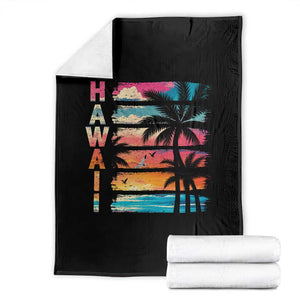 Vintage Hawaii Tropical Beach Vacation Throw Blanket TS14 Black Print Your Wear