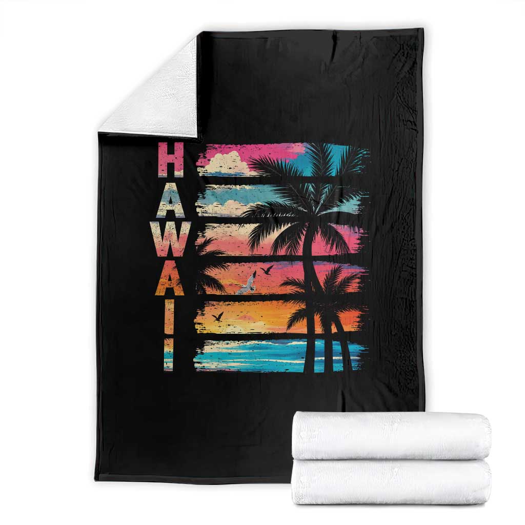 Vintage Hawaii Tropical Beach Vacation Throw Blanket TS14 Black Print Your Wear
