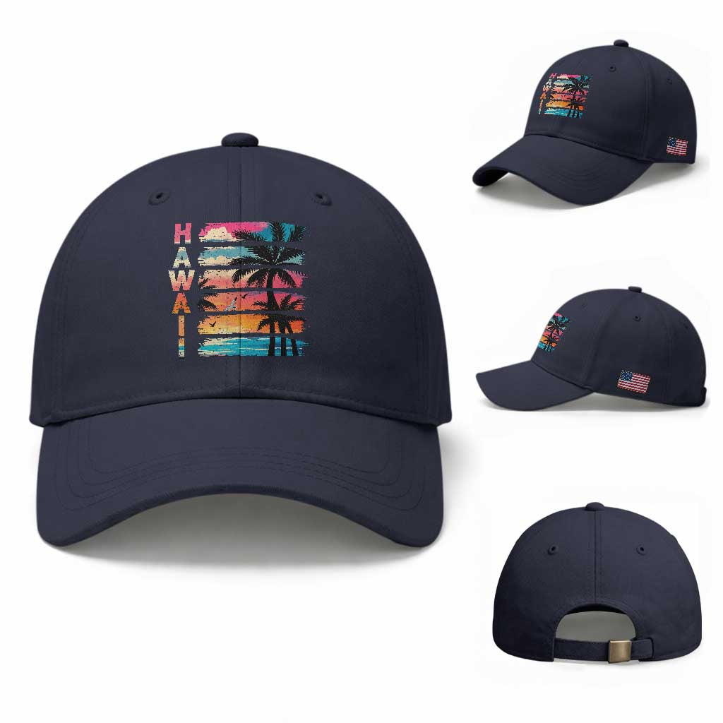 Vintage Hawaii Tropical Beach Vacation Baseball Cap TS14 Baseball Cap Universal Fit Navy Print Your Wear