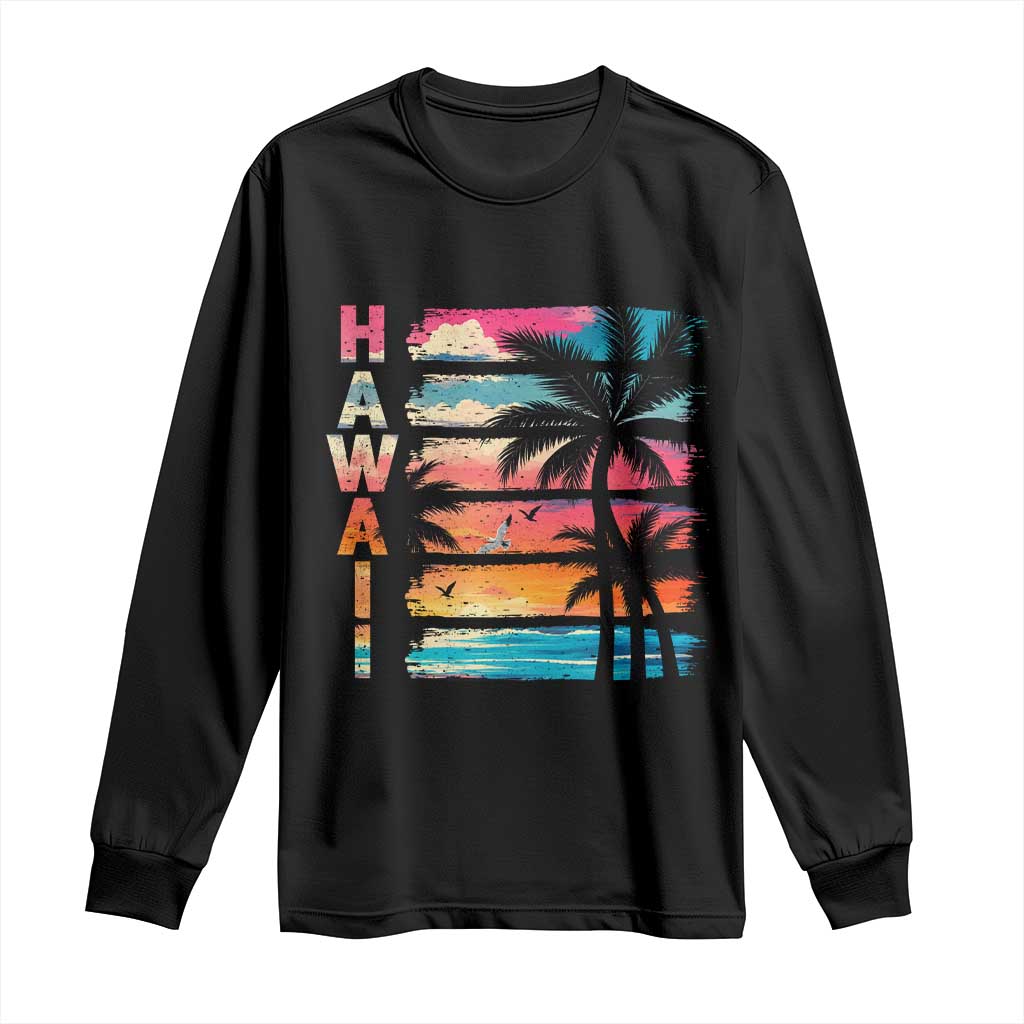 Vintage Hawaii Tropical Beach Vacation Long Sleeve Shirt TS14 Black Print Your Wear