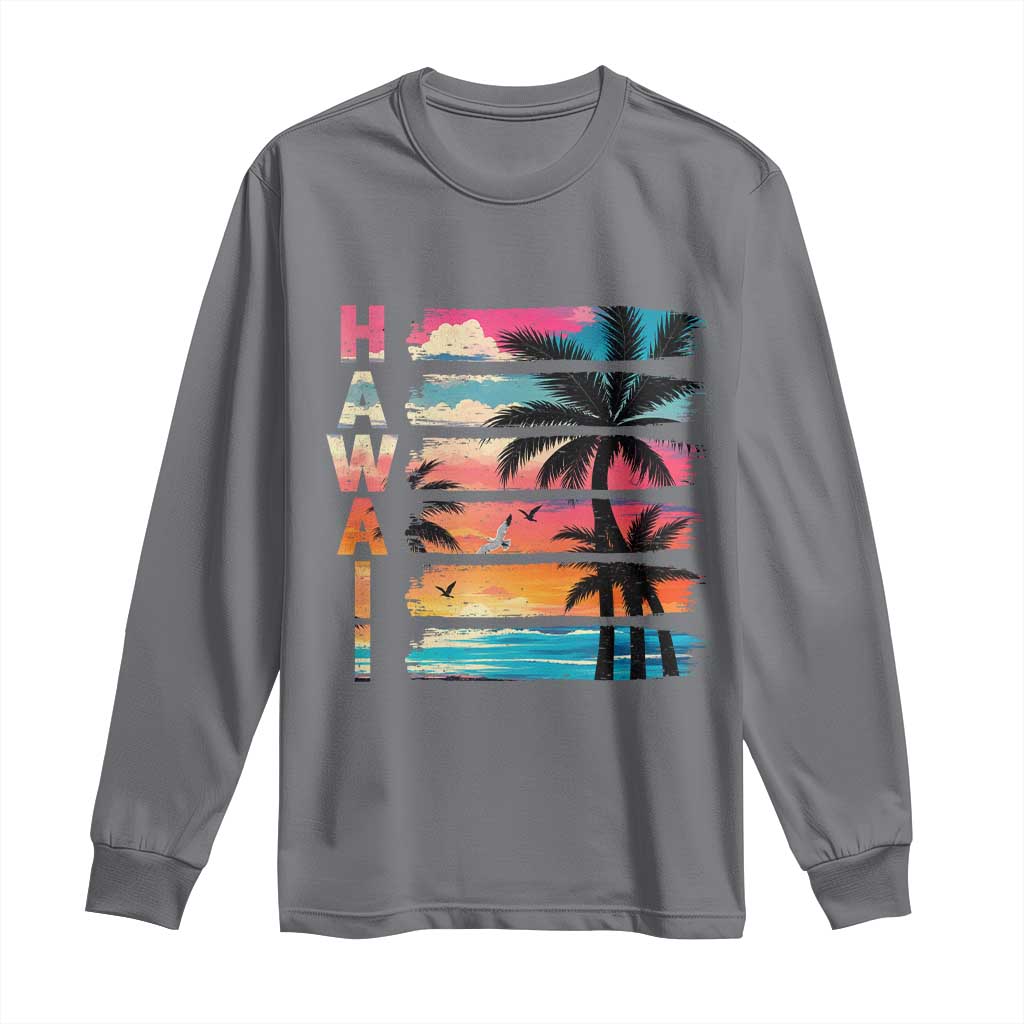 Vintage Hawaii Tropical Beach Vacation Long Sleeve Shirt TS14 Charcoal Print Your Wear