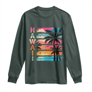Vintage Hawaii Tropical Beach Vacation Long Sleeve Shirt TS14 Dark Forest Green Print Your Wear